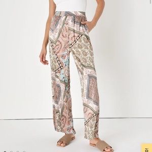 Lulus Satin Wide Leg Pants Size Large